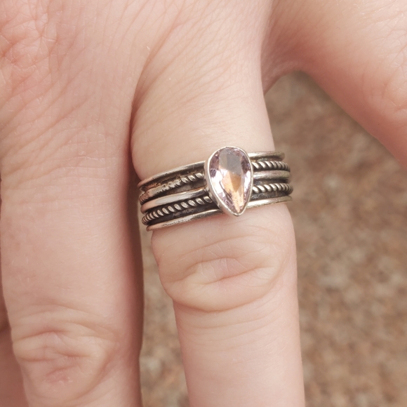 New Pink Topaz 925 Silver Spinner Meditation Ring. - Picture 8 of 11